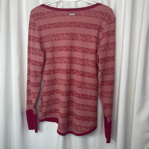 Columbia t-shirt Henley knit top women's large red pink cabin look comfortable - Picture 15 of 16